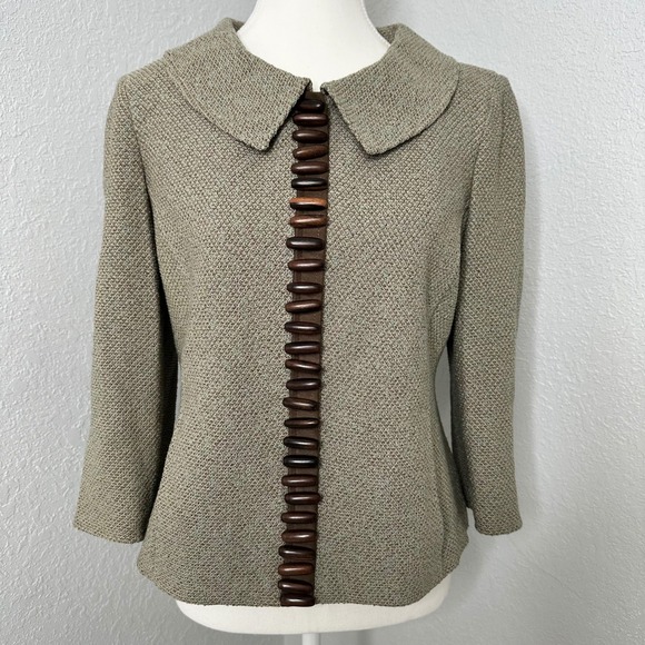 St John Couture Knit Jacket with Brown Beading Zip Size 8 - Picture 1 of 13
